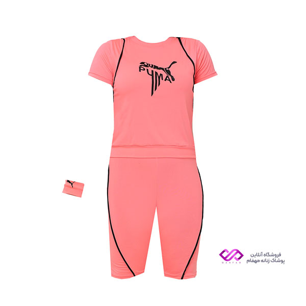 pink Puma brain t shirt with wristband and shorts