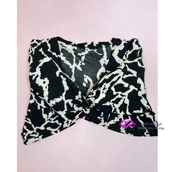 بلوز جلو گره ای رعد و برق و ساپورت ساپورت زنانه کوتاه تیشرت عمده تاپ شلوارک