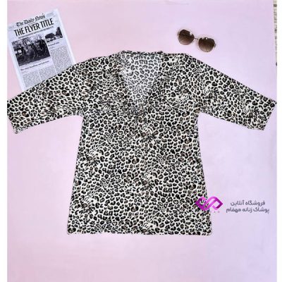 بلوز جلو گره ای پلنگی جدید و ساپورت لباس راحتی زنانه لباس خانگی لباس خانگی زنانه