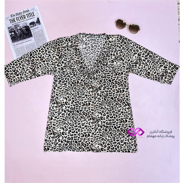 بلوز جلو گره ای پلنگی جدید و ساپورت لباس راحتی زنانه لباس خانگی لباس خانگی زنانه