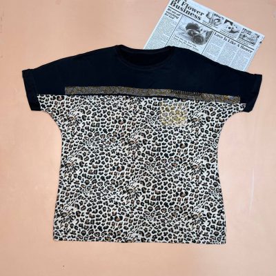 بلوز کیمونو پلنگی نگین دار و ساپورت