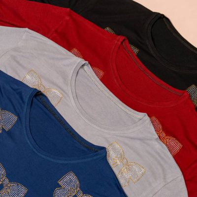 بلوز زنانه نگین دار پاپیون