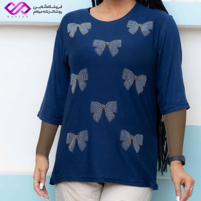 بلوز زنانه نگین دار پاپیون