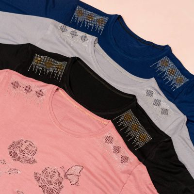 بلوز زنانه نگین دار گل رز