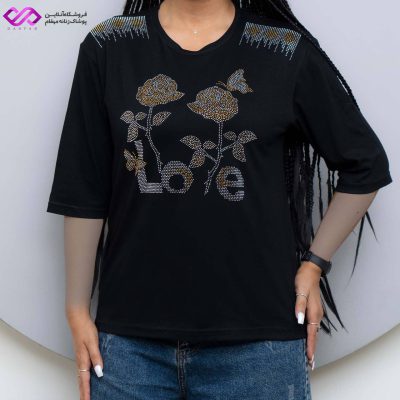 بلوز زنانه نگین دار گل رز