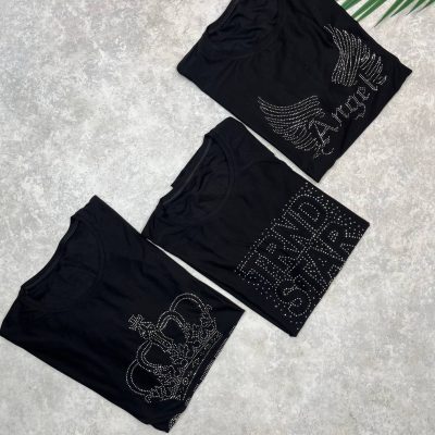 تیشرت مشکی زنانه طرح دار