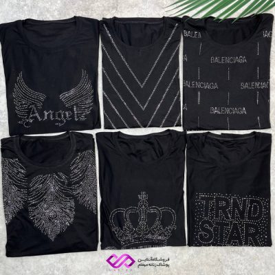 تیشرت مشکی زنانه طرح دار