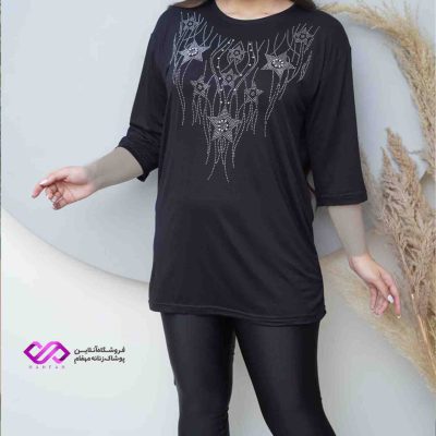بلوز مشکی زنانه طرح ستاره
