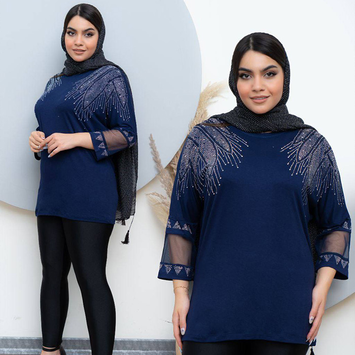 بلوز مشکی آستین توری زنانه