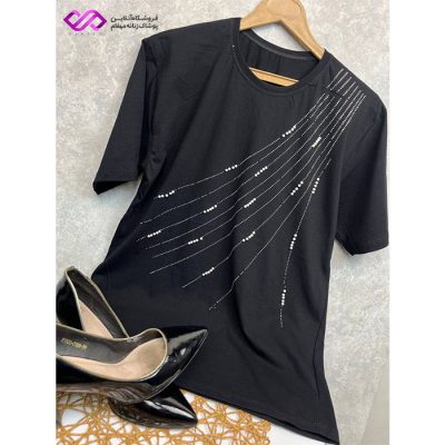 تیشرت مشکی زنانه طرح آبشاری