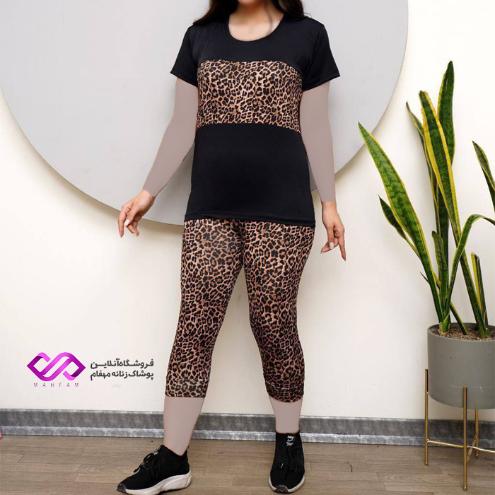 ست تیشرت و شلوارک پلنگی زنانه