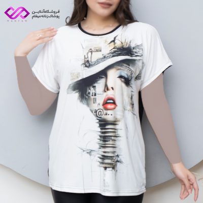 بلوز سفید زنانه طرح دار