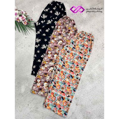 شلوار نخی سه بعدی مرغک دار