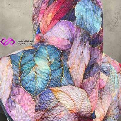 روسری زنانه مجلسی رنگی طرح برگ