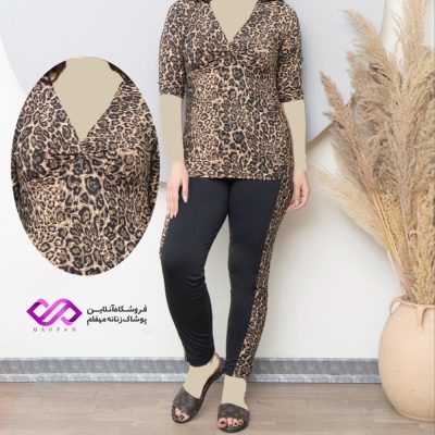 Leopard print tie-front blouse with support