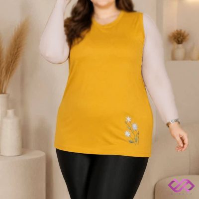 تاپ آستین حلقه ای گلدوزی طرح میکس