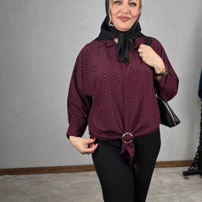شومیز پایین سگک دار نگین توپی