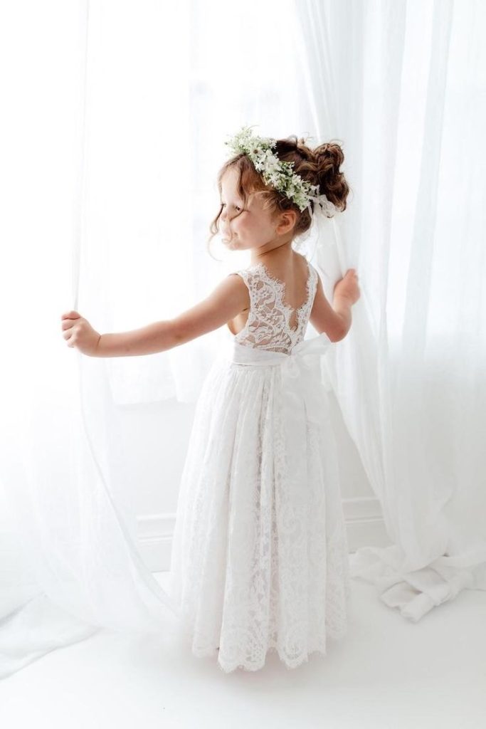 White Lace Bodice Flower Girl Dress (5)_4_11zon