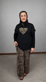 بلوز و شلوار پلنگی طرح قلب