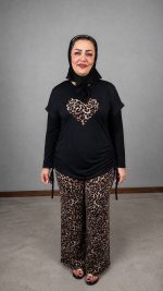بلوز و شلوار پلنگی طرح قلب
