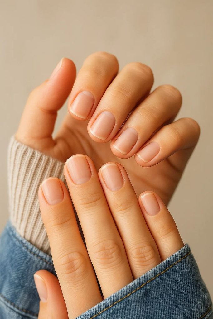 short clean nails natural no polish.